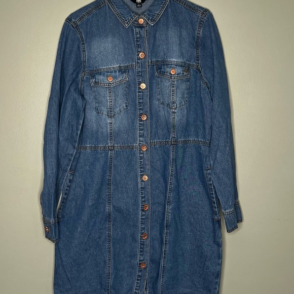 Frye Blue Jean Denim Mini Dress Size Large - Picture 5 of 6